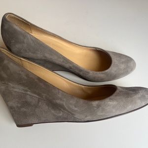 J. Crew Grey Suede Wedge Heels Size 8